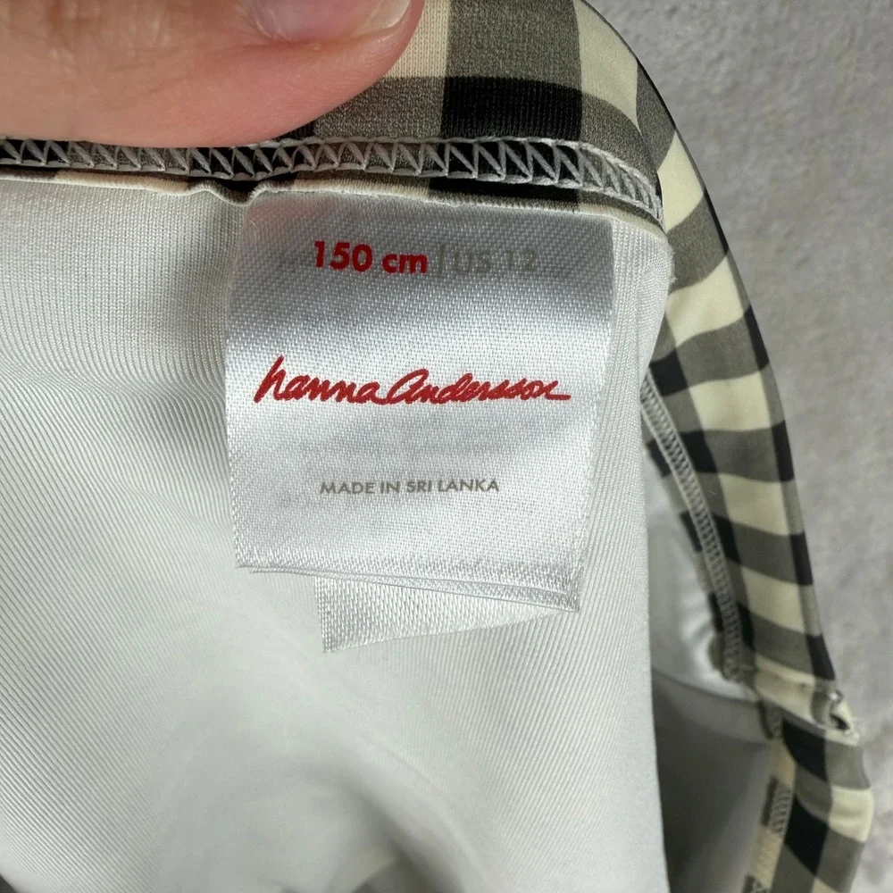 Hanna Andersson Girls Black White‎ Gingham Swim Skirt Built-in Brief Size 12 150